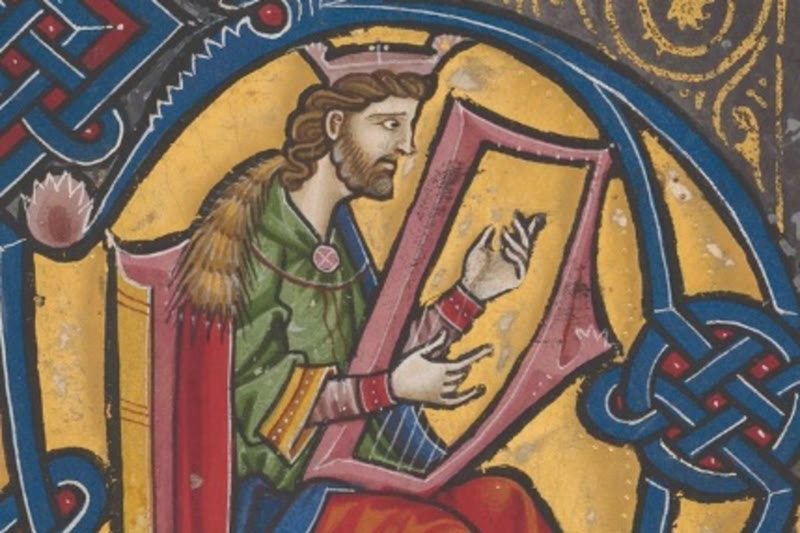 Le roi David jouant de la harpe (enluminure)